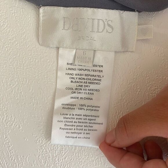 David’s Bridal Long High Neck Mesh Gown | Pewter | Size 6 | Formal Bridesmaid Pr - Picture 3 of 9